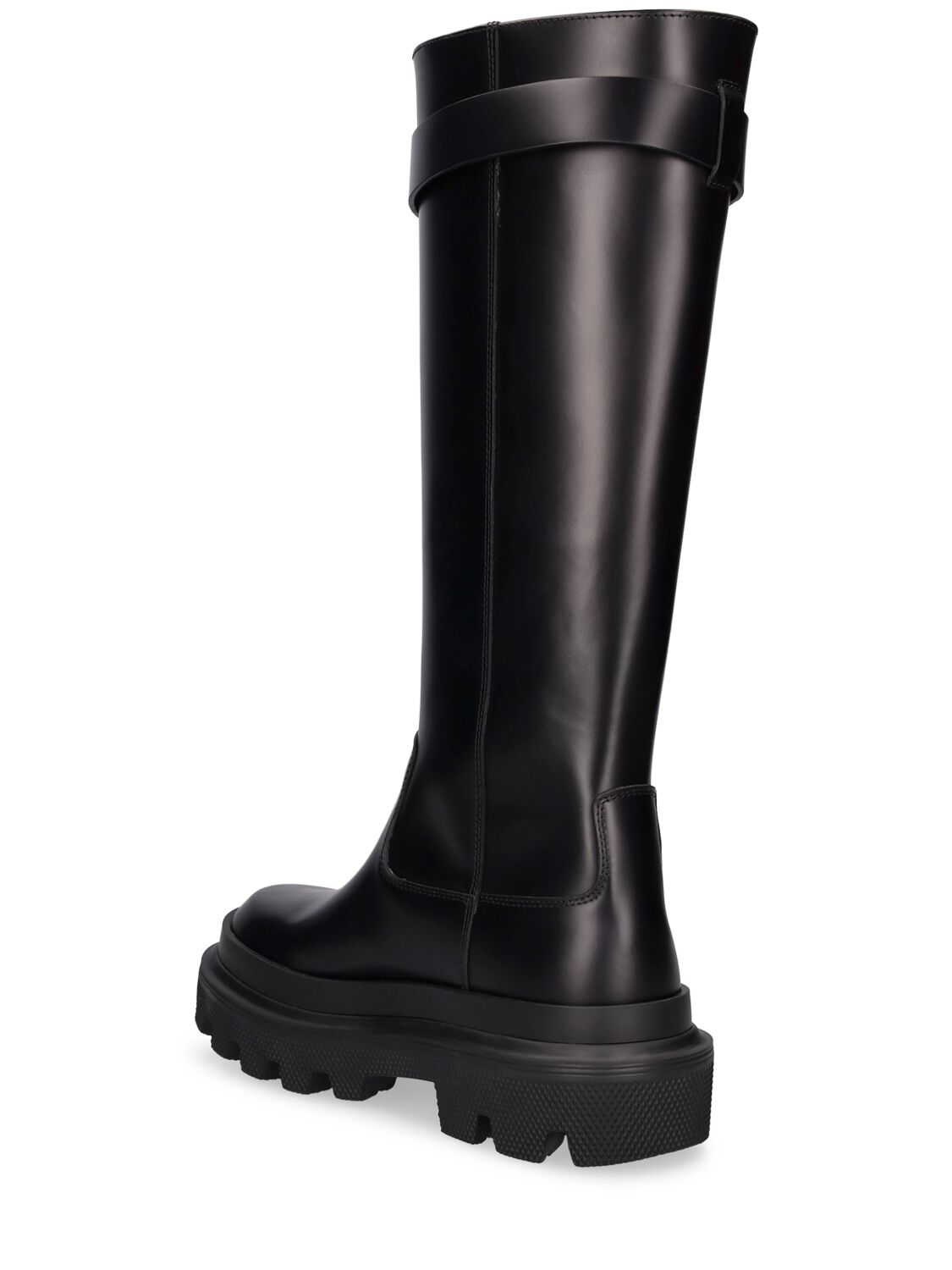 Shop Dolce & Gabbana 50mm Leather Tall Boots In Black