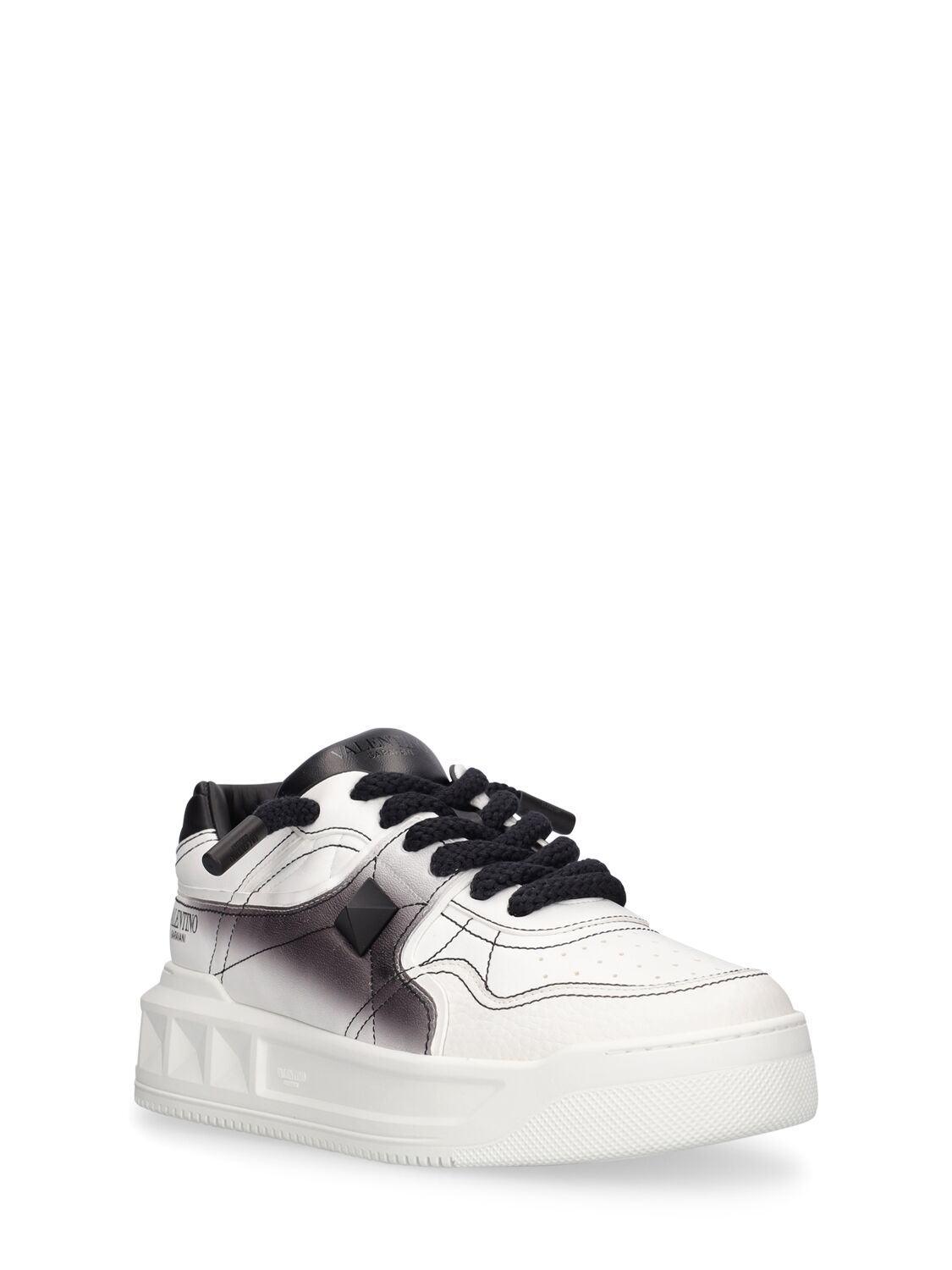Shop Valentino One Stud Degradè Leather Low Top Sneaker In A01