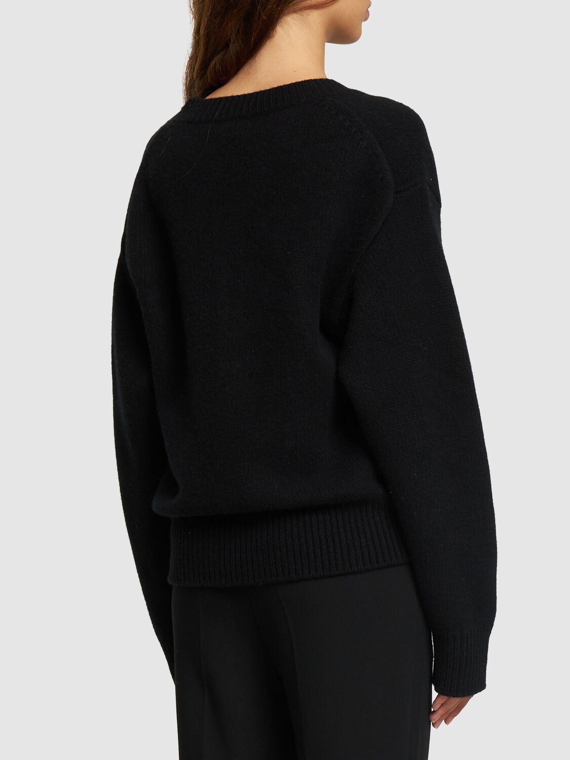 Shop Totême V-neck Wool & Cashmere Sweater In 블랙