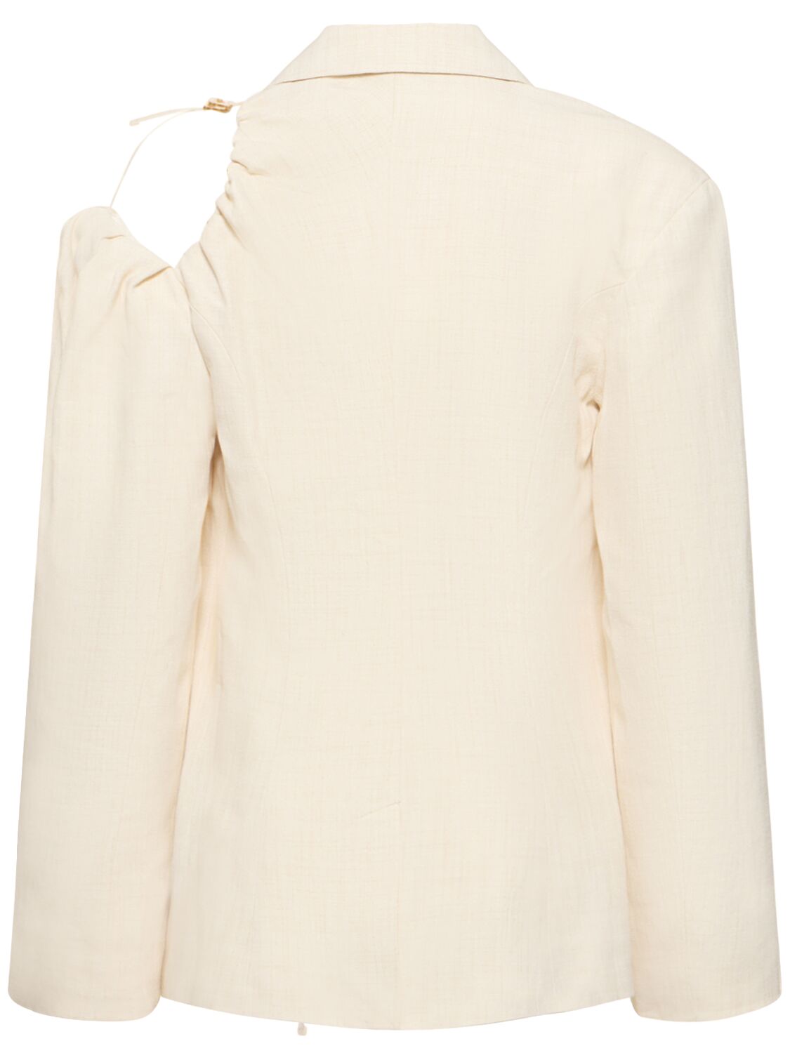 Shop Jacquemus La Veste Galliga Linen Cutout Jacket In White