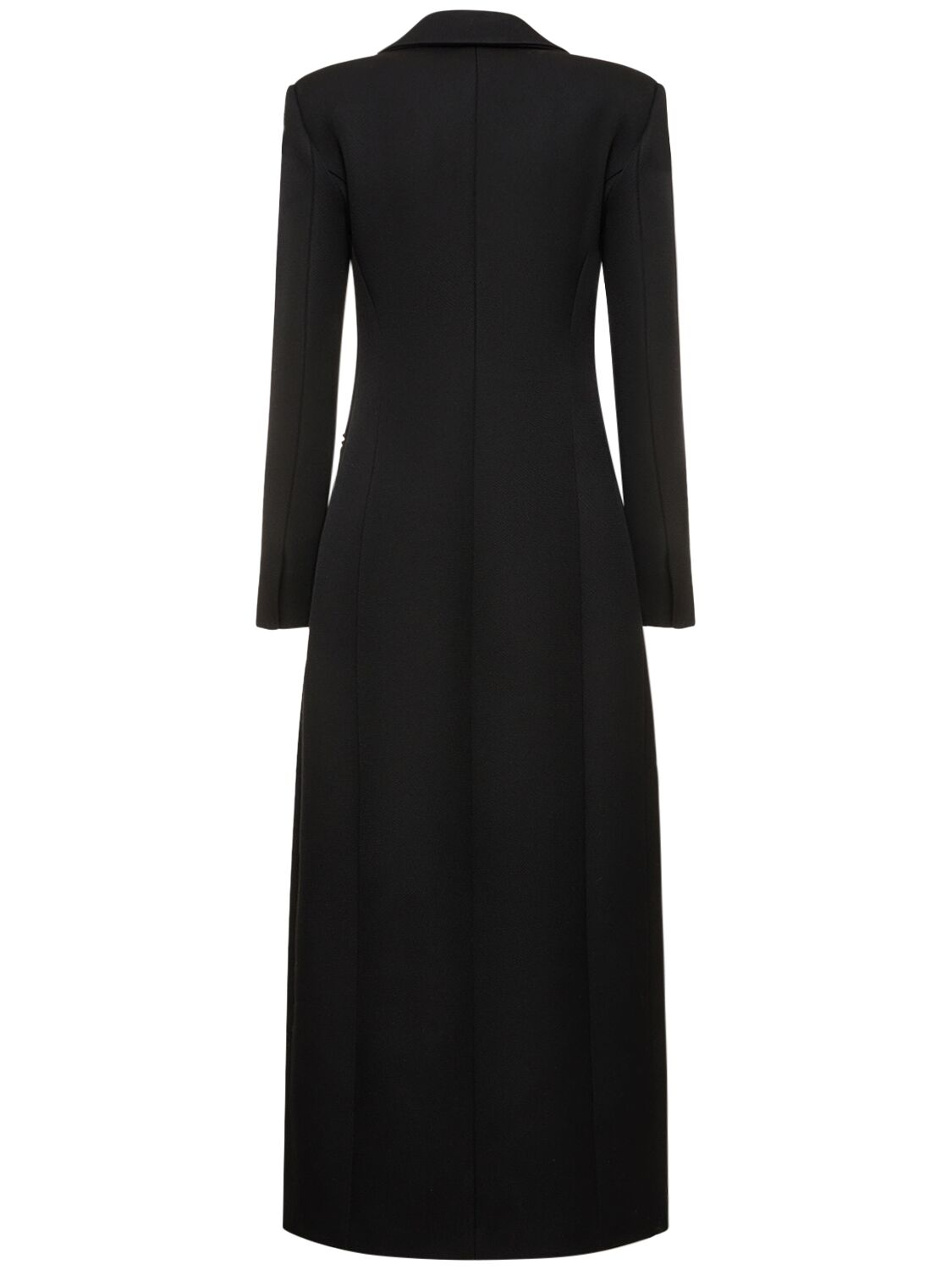 Shop Valentino Bonded Wool Blend Long Coat In Black