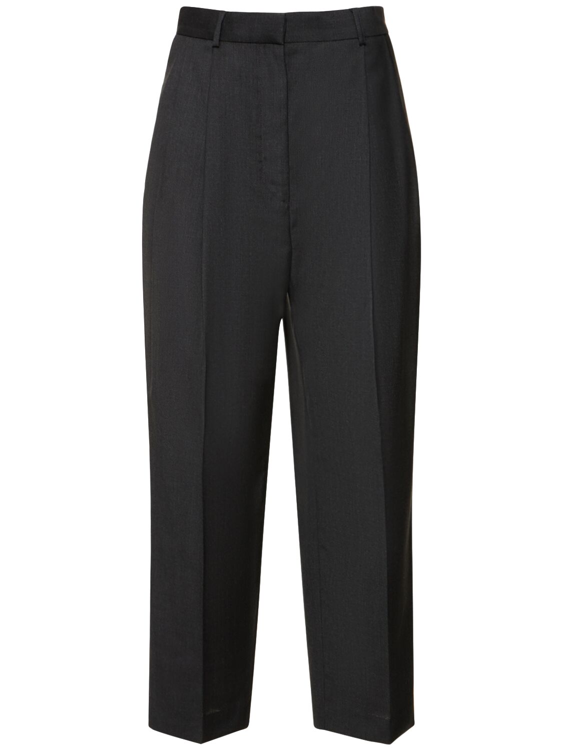 Pleated Cropped Wool Pants