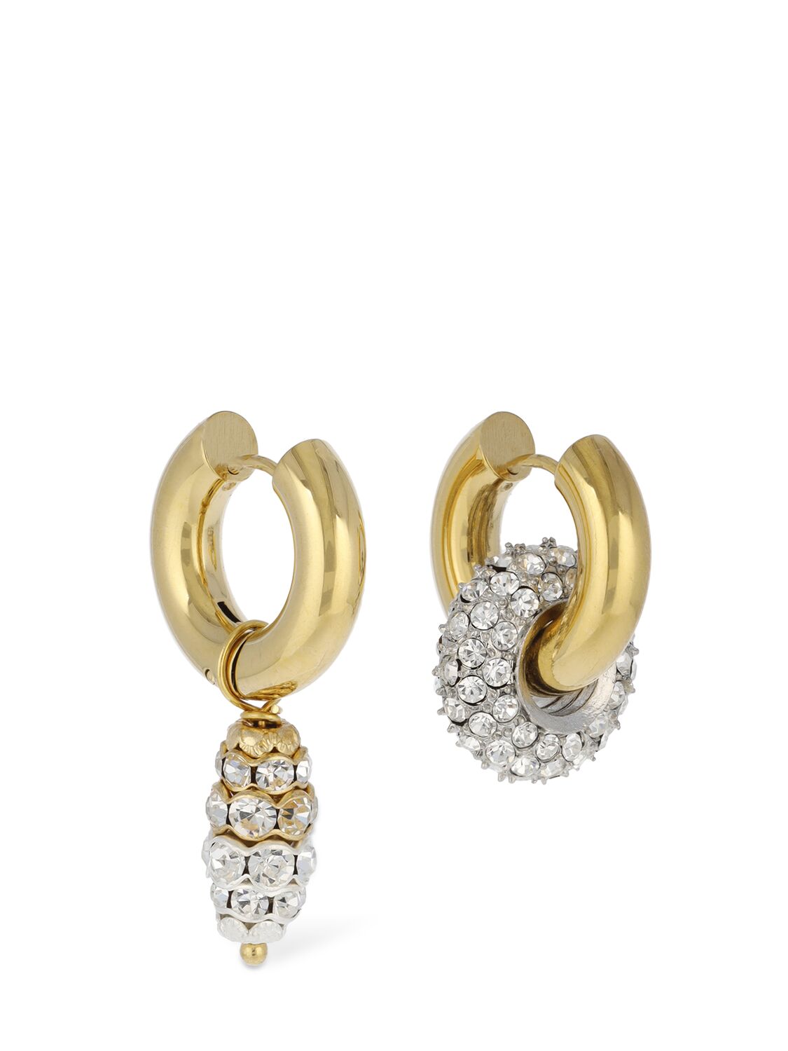 Shop Timeless Pearly Crystal Charm Mismatched Earrings In Crystal,gold