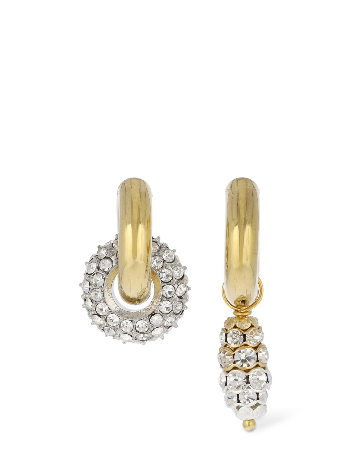 Shop Timeless Pearly Crystal Charm Mismatched Earrings In Crystal,gold