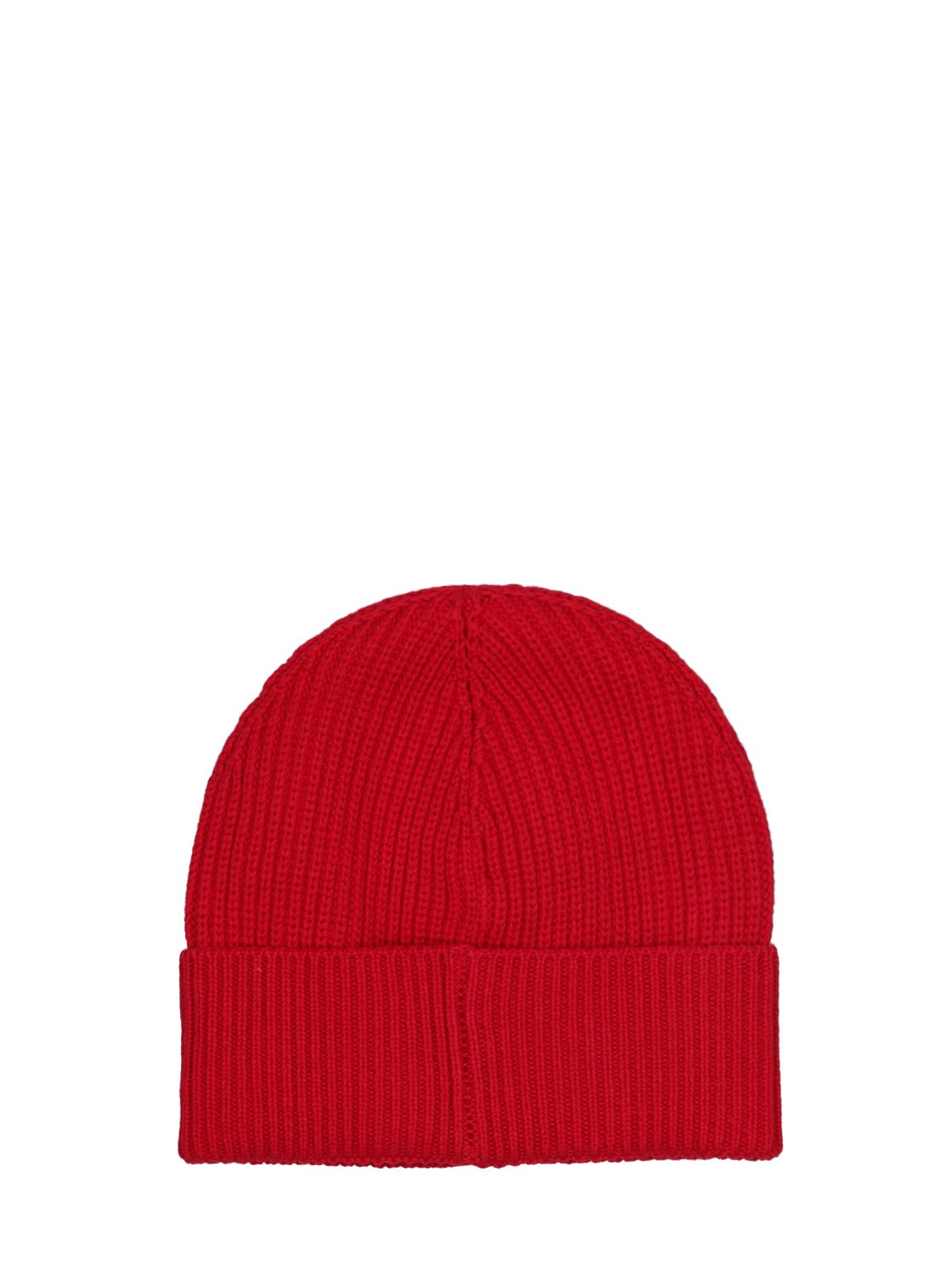 Shop Dsquared2 Logo Patch Wool Blend Rib Knit Beanie In Red