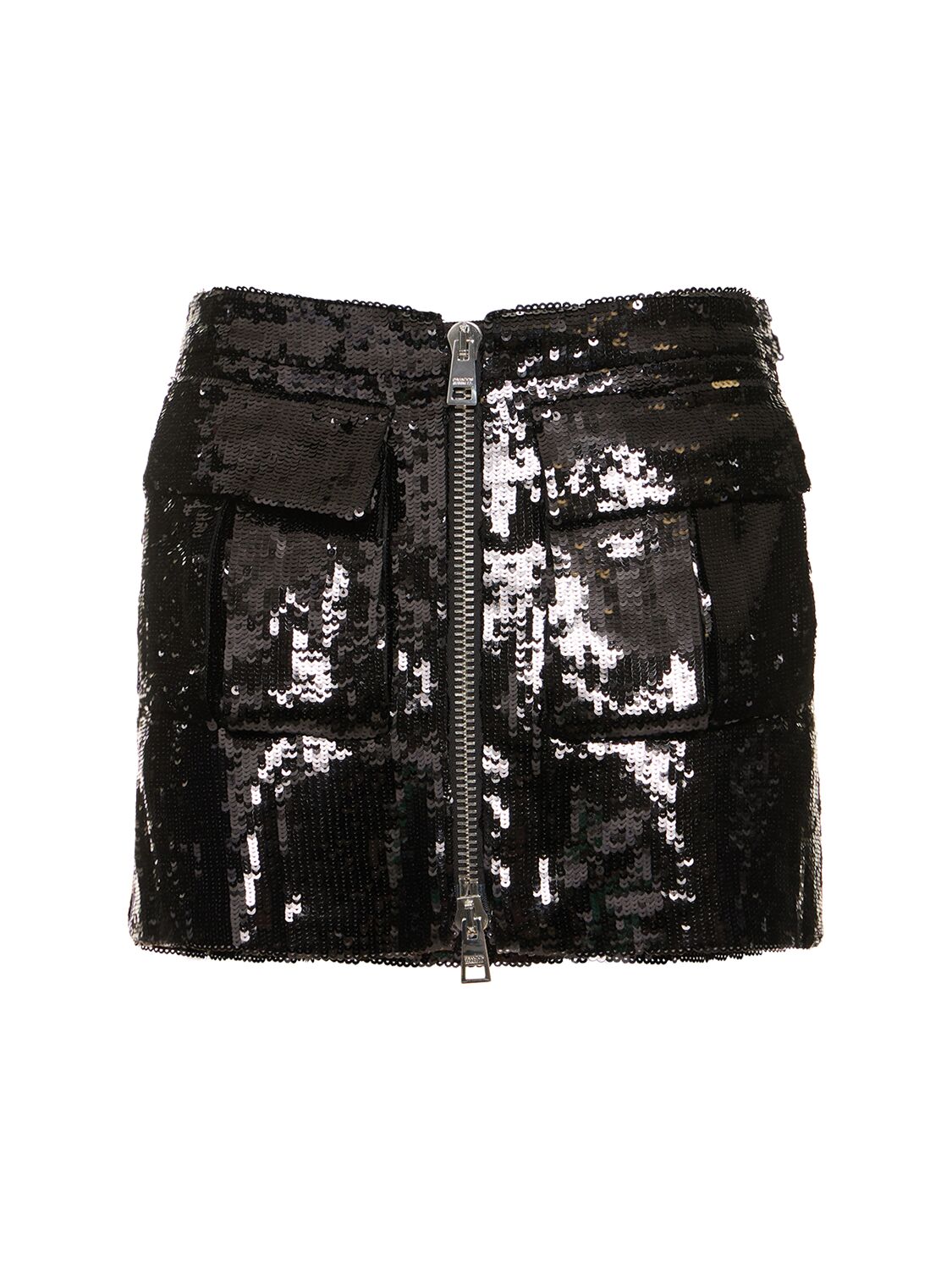 Brandon Maxwell Sequined Zipped Mini Skirt In Black