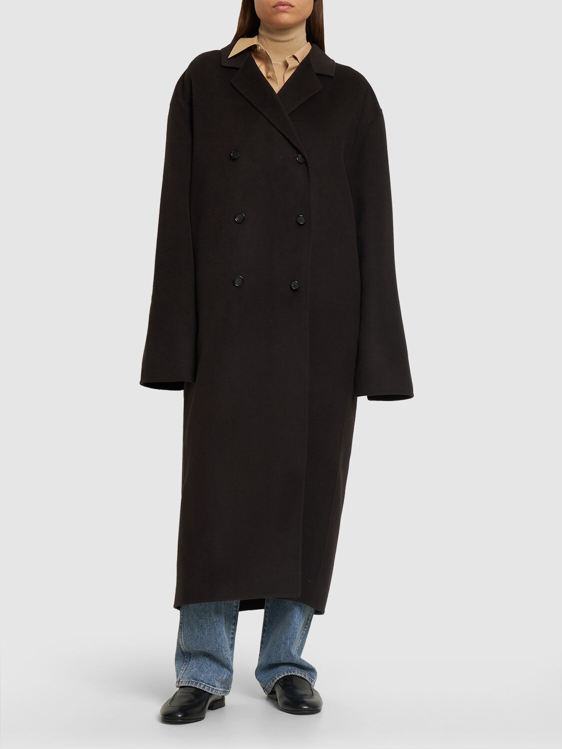 Shop Totême Signature Wool Doublé Coat In 브라운