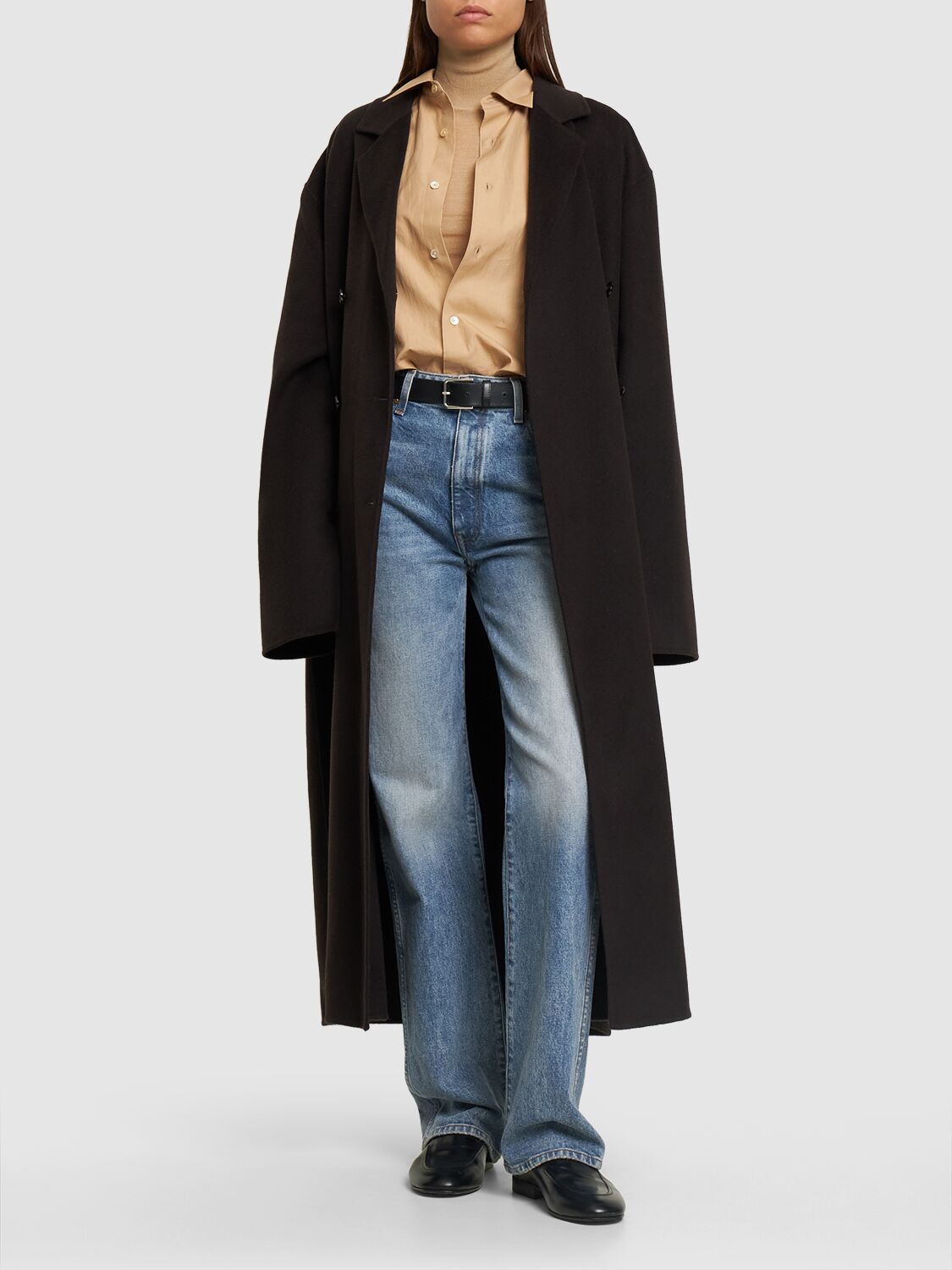 Shop Totême Signature Wool Doublé Coat In 브라운