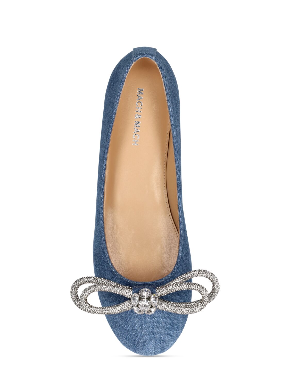 Shop Mach & Mach 10mm Double Bow Denim Flats