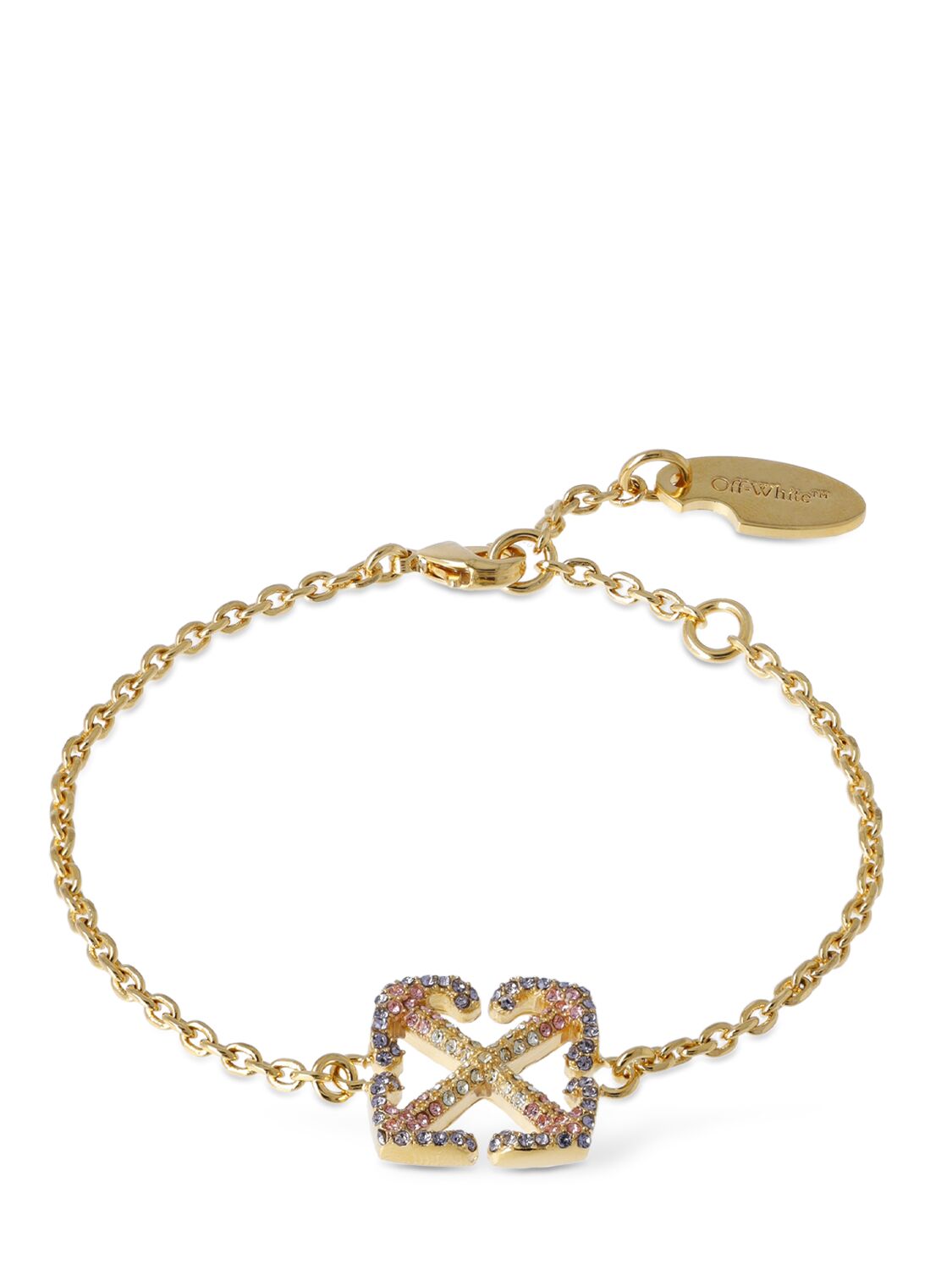 Off-white Degradé Arrow Embellished Brass Bracelet In Gold