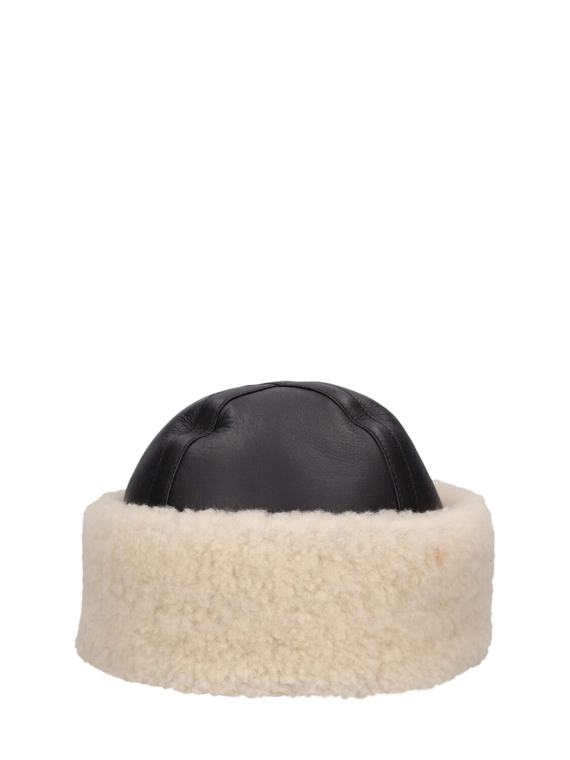Shop Totême Shearling Winter Hat In Black,white