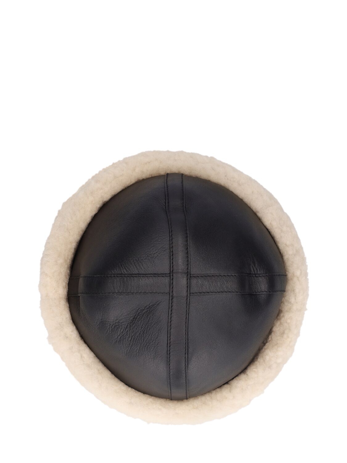 Shop Totême Shearling Winter Hat In Black,white