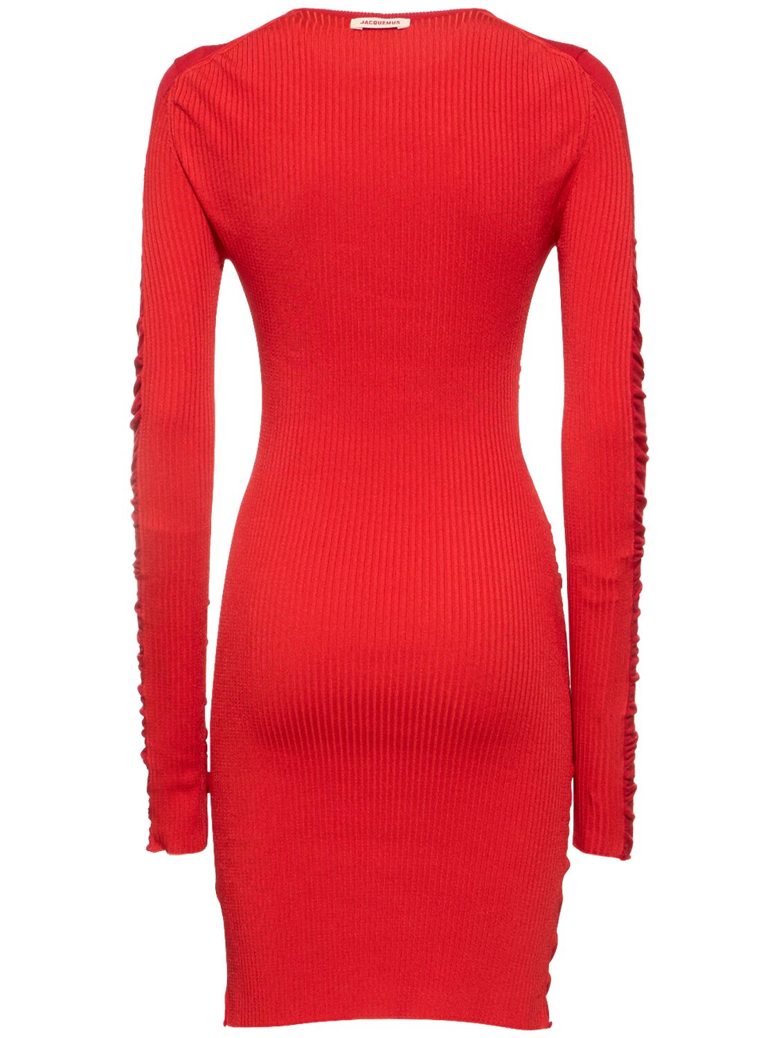 Shop Jacquemus La Robe Maille Nodo Wool Blend Dress In Red