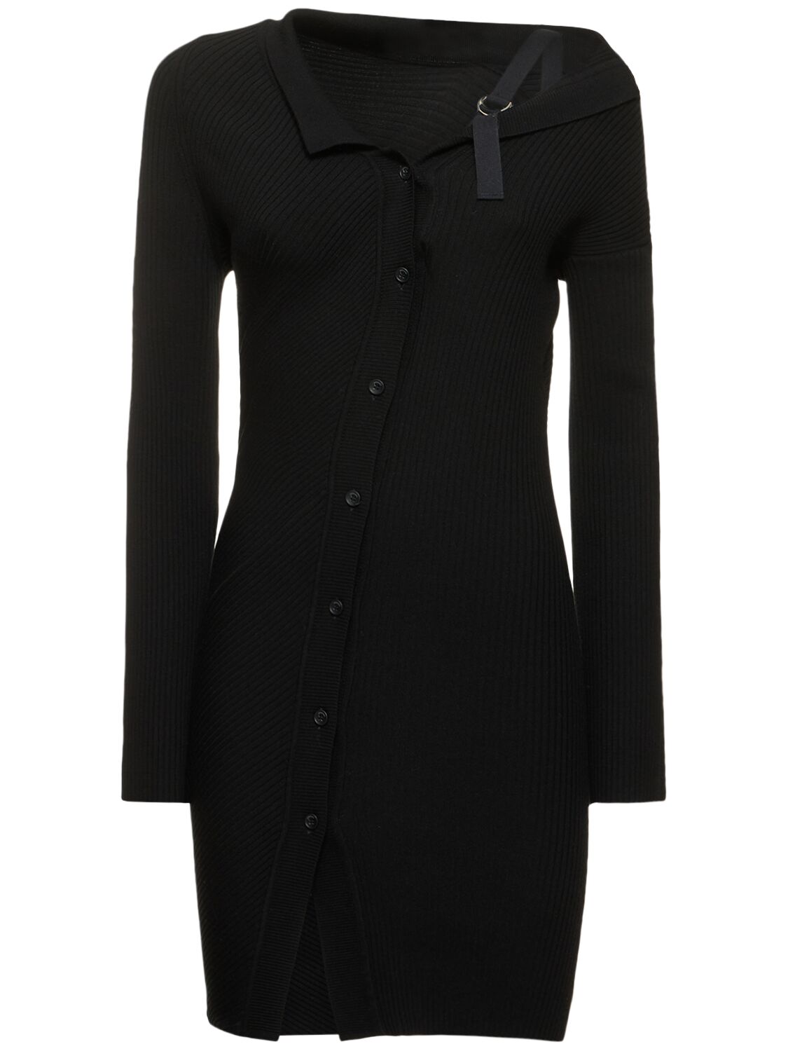 Jacquemus La Dressing Gown Maille Colin Wool Blend Dress In Black