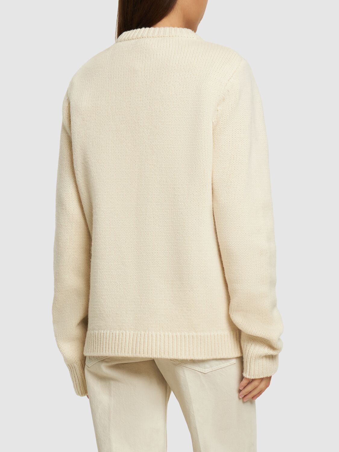 Shop Totême Multi-rib Wool Knit Sweater In 화이트