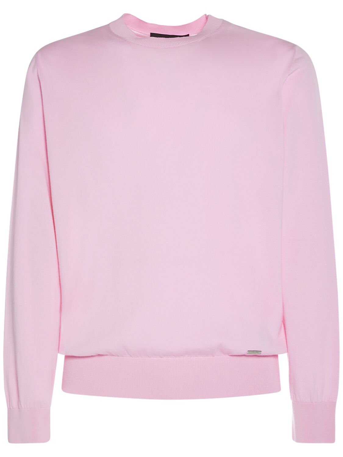 Dsquared2 Logo Plaque Cotton Crewneck Sweater In Sweet Lilac