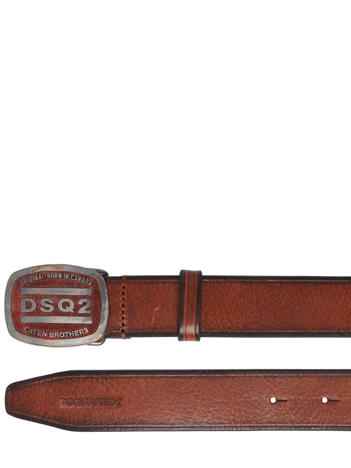 Shop Dsquared2 Dsq2 Leather Buckle Belt In Cognac