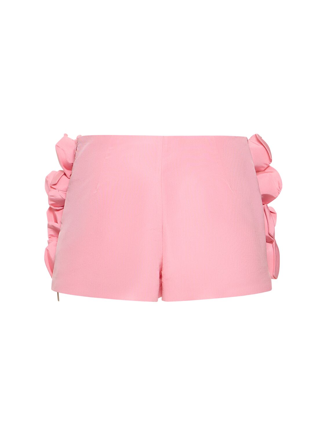 Valentino Silk Mini Skirt W/ Rose Appliqués In Pink