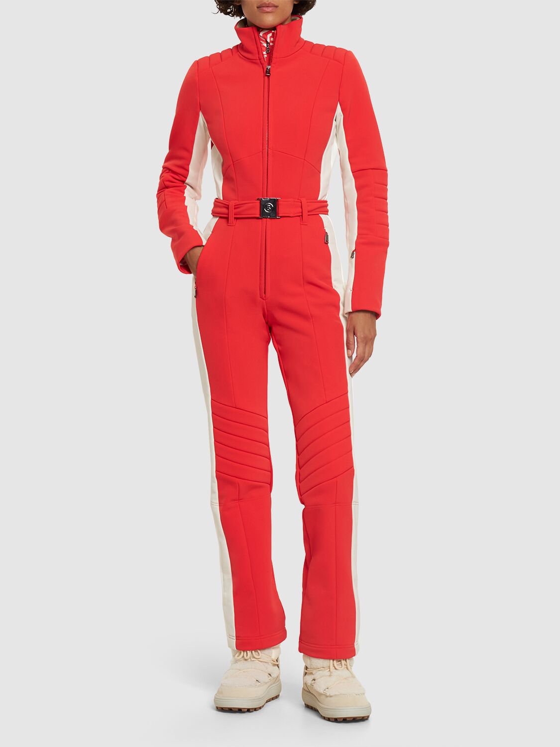 Shop Bogner Talisha High Neck Long Sleeve Ski Suit In Orange,red