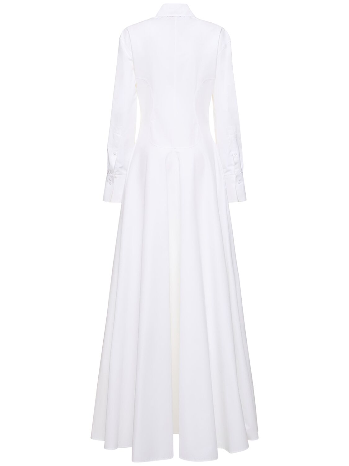 Shop Valentino Poplin Shirt Gown W/rose Pin In White