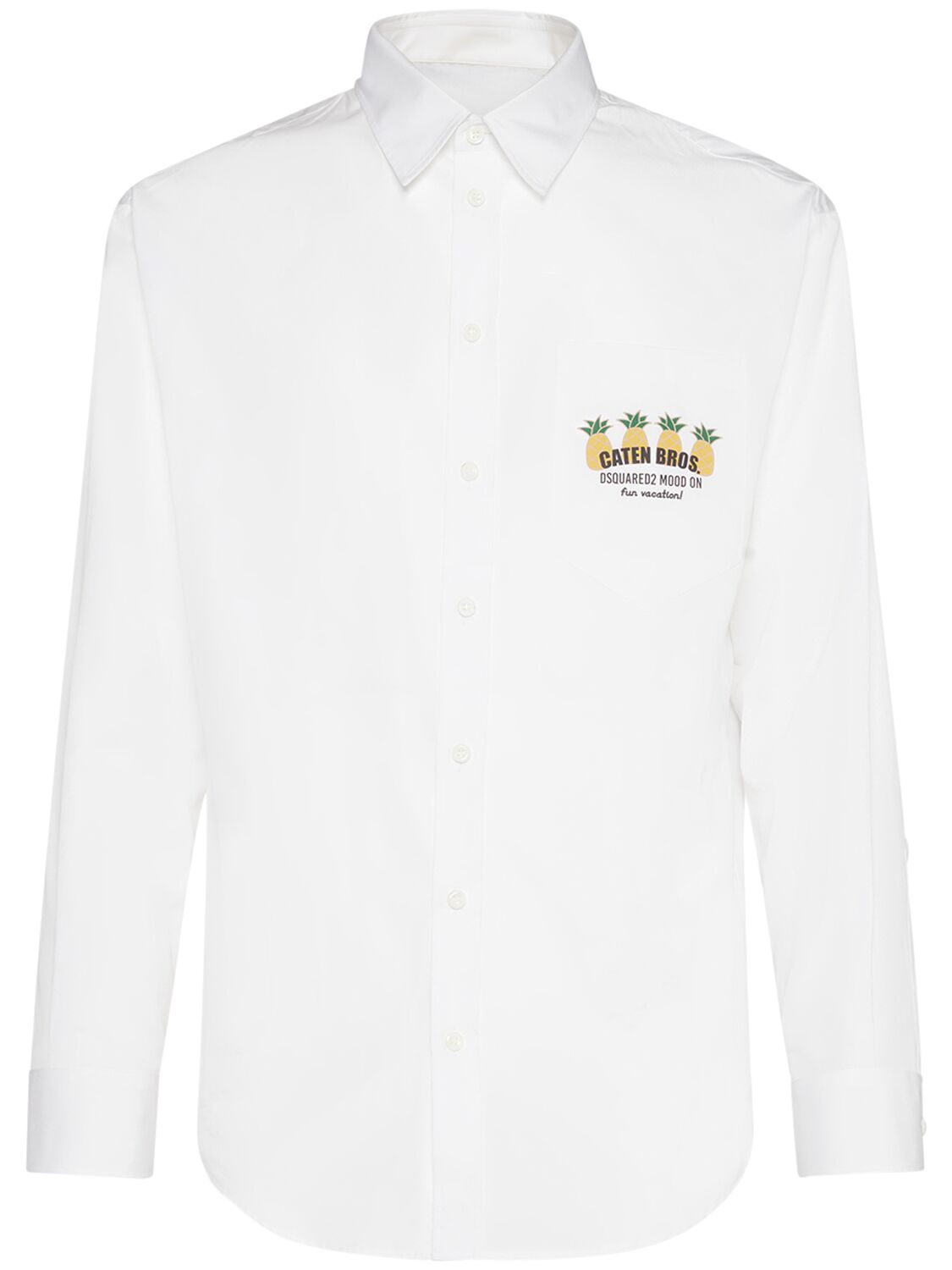 Dsquared2 Printed Cotton Poplin Shirt In White