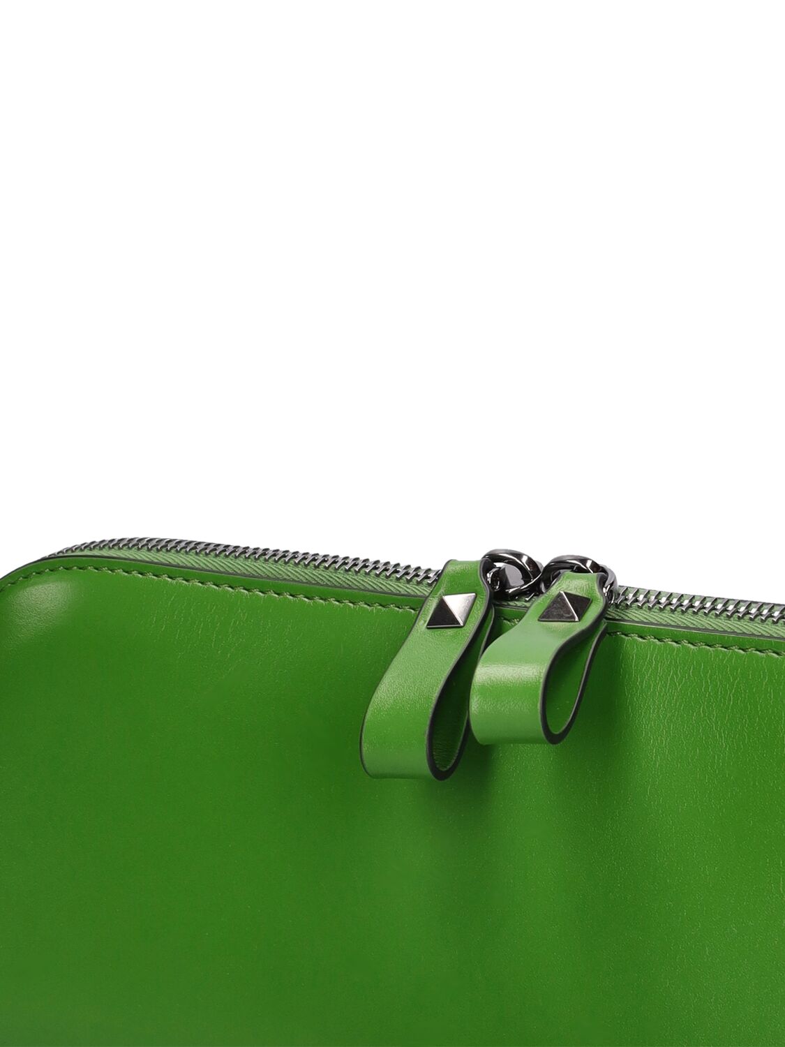 Shop Valentino Rockstud Patent Leather Clutch In Green
