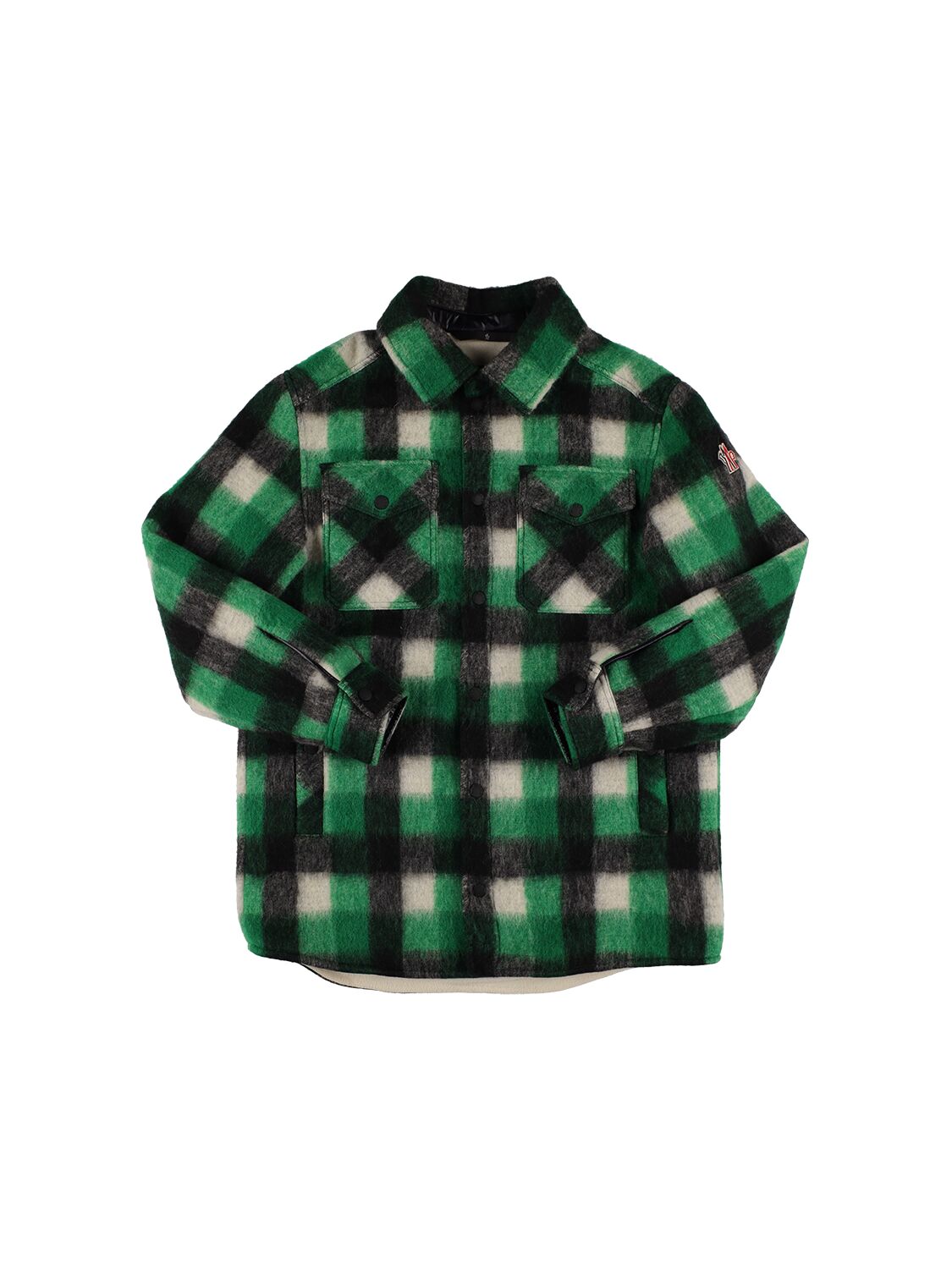 Moncler Grenoble Kids' Blanchot Wool Blend Tech Shirt Jacket In Bright Green