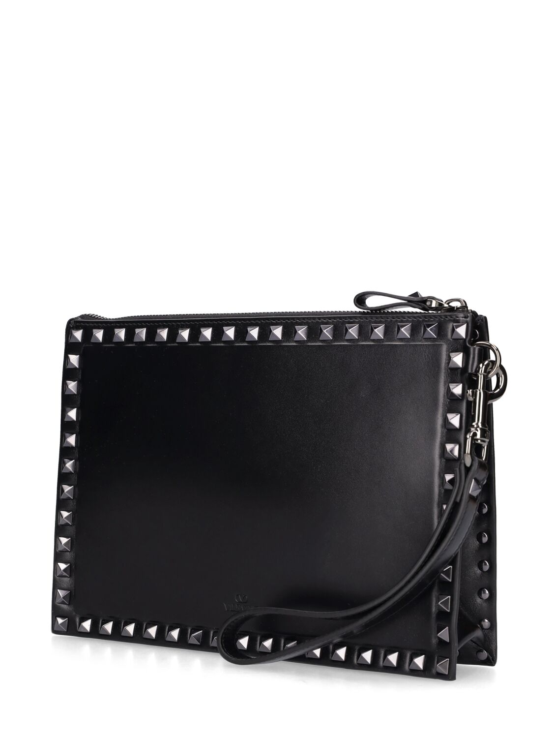 Shop Valentino Rockstud Leather Pouch In 0no