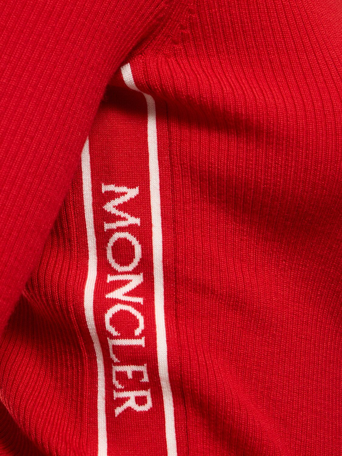 Shop Moncler Ciclista Ultra Fine Wool Knit Sweater In Red