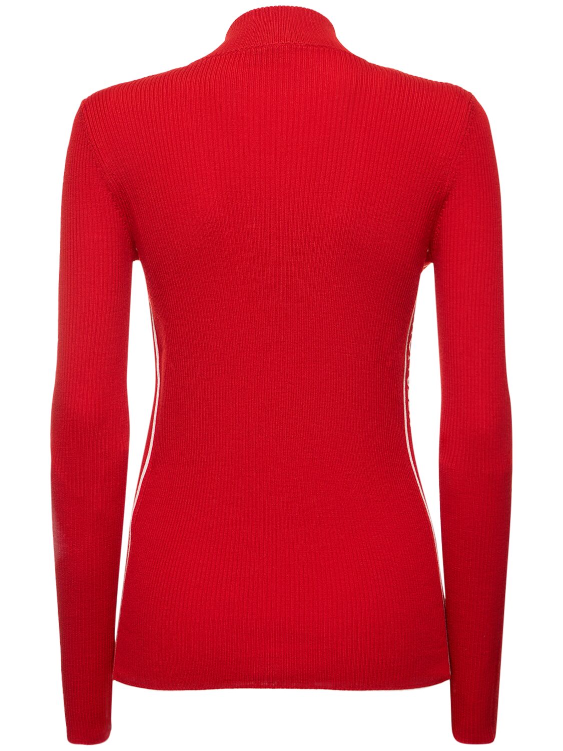 Shop Moncler Ciclista Ultra Fine Wool Knit Sweater In Red