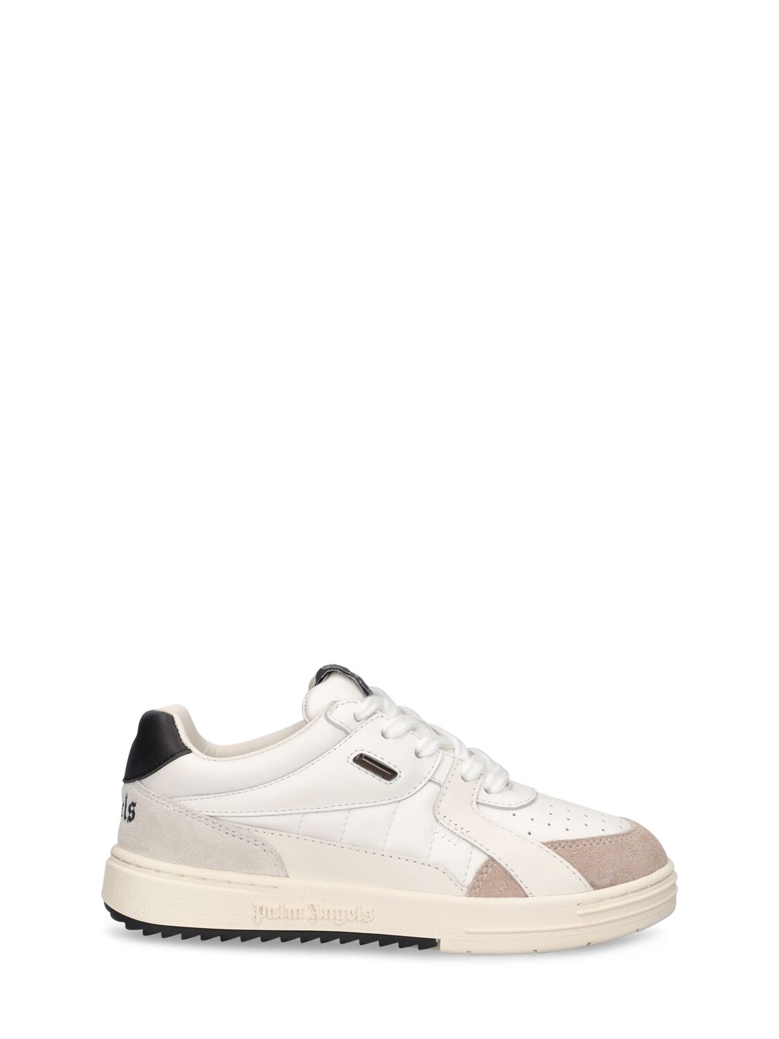 Shop Palm Angels University Leather Lace-up Sneakers In White