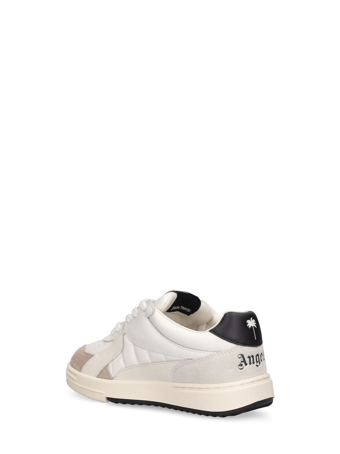 Shop Palm Angels University Leather Lace-up Sneakers In White