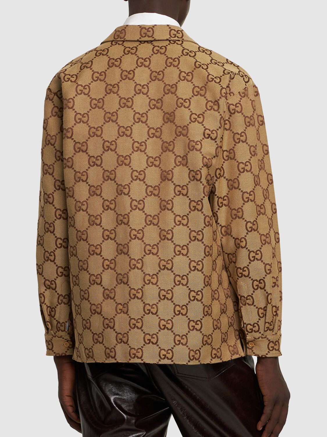 Shop Gucci Hawaii Cotton Blend Bowling Shirt In Camel,ebony
