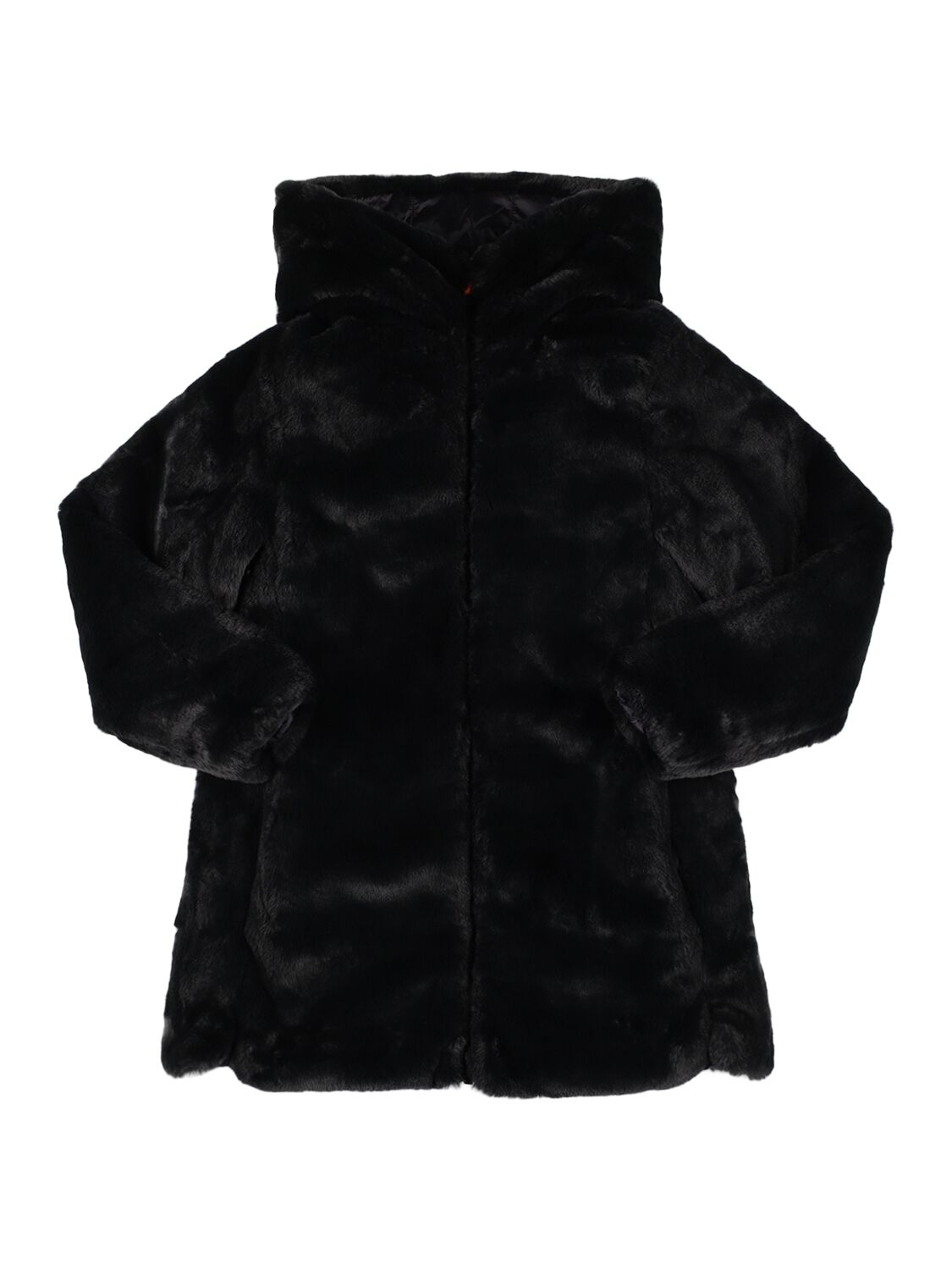 Save The Duck Kids' Reversible Faux Fur & Recycled Coat In Black