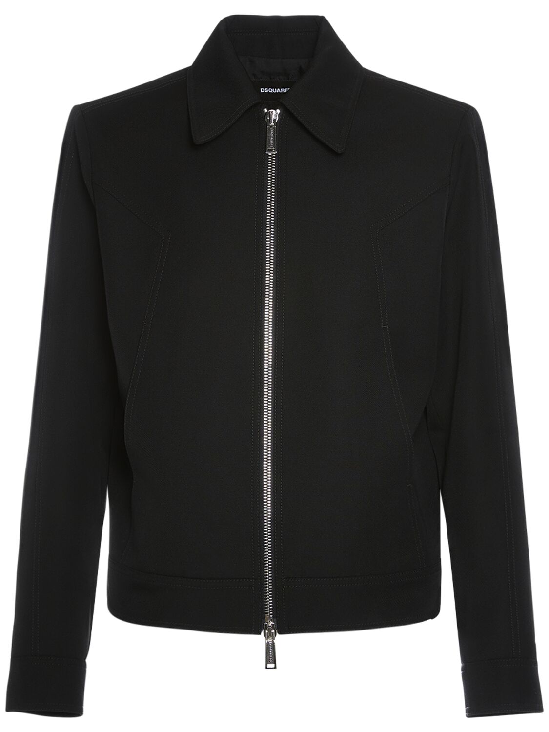 Dsquared2 Wool Blend Zipped Jacket In Black