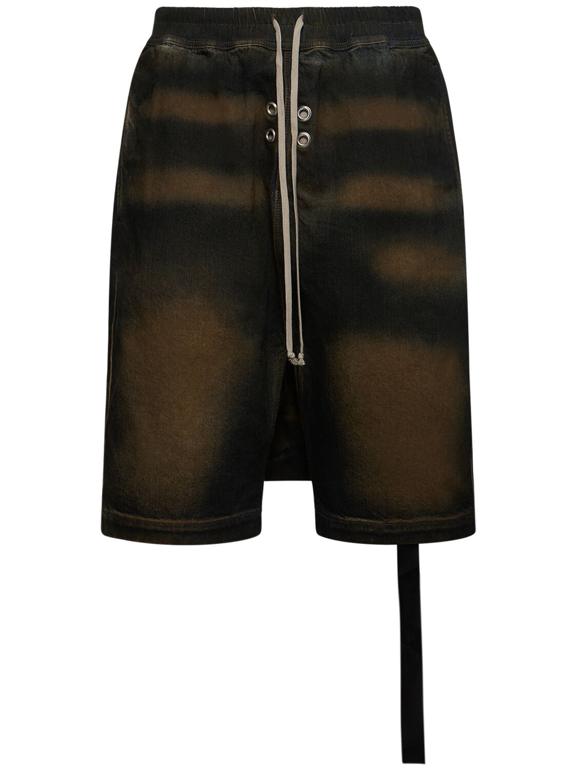 Rick Owens Drkshdw Gimp Drawstring Cotton Pods Shorts In Mud