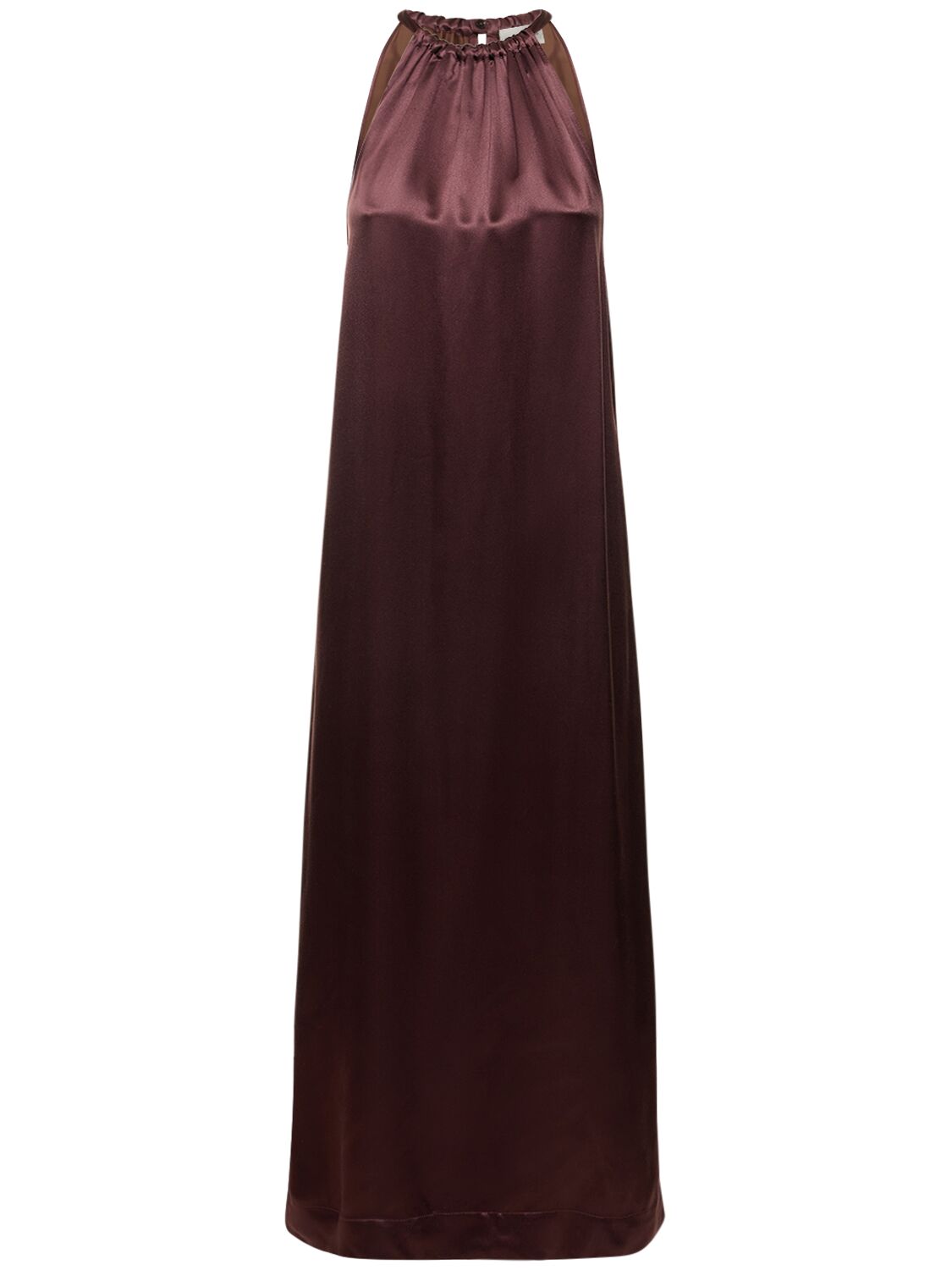 Shop Loulou Studio Morene Silk Blend Halter Neck Long Dress In Bordeaux