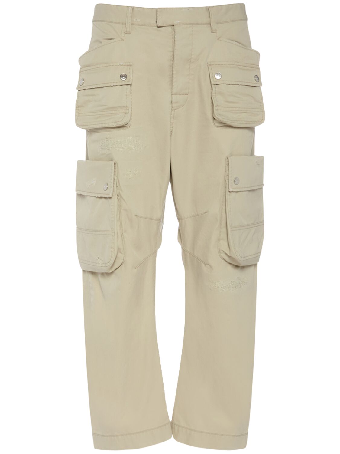 Shop Dsquared2 Multi-pocket Cotton Twill Cargo Pants In Tidal Foam