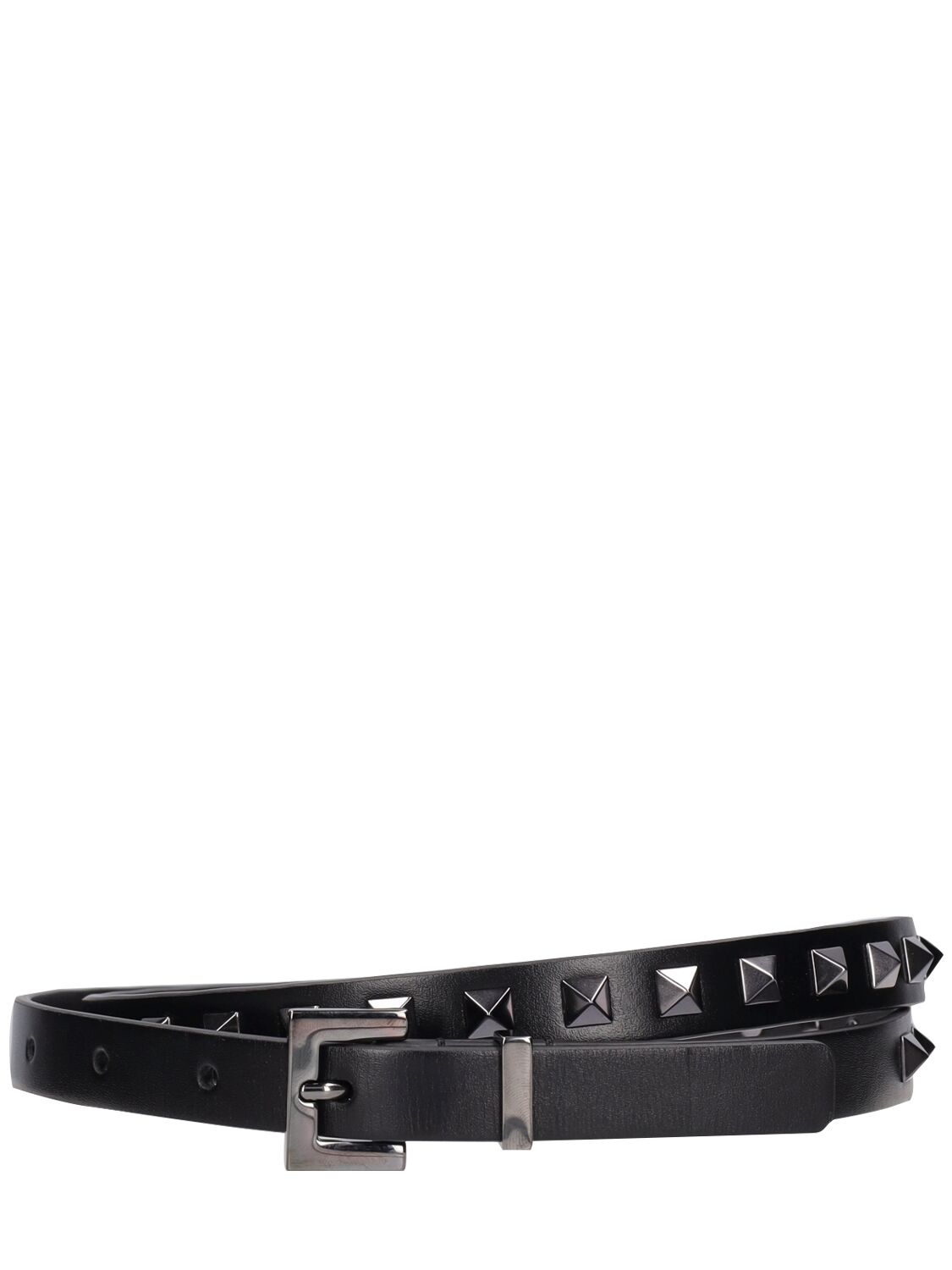 Valentino Garavani 15mm Rockstud Leather Belt In Black