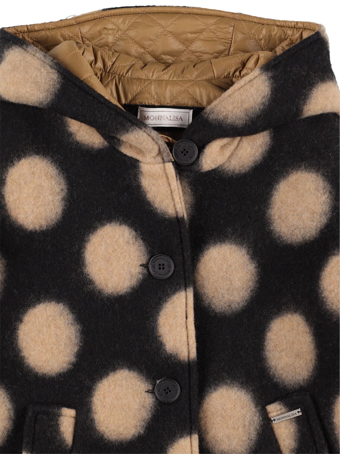 Shop Monnalisa Wool Blend Coat In Black,beige