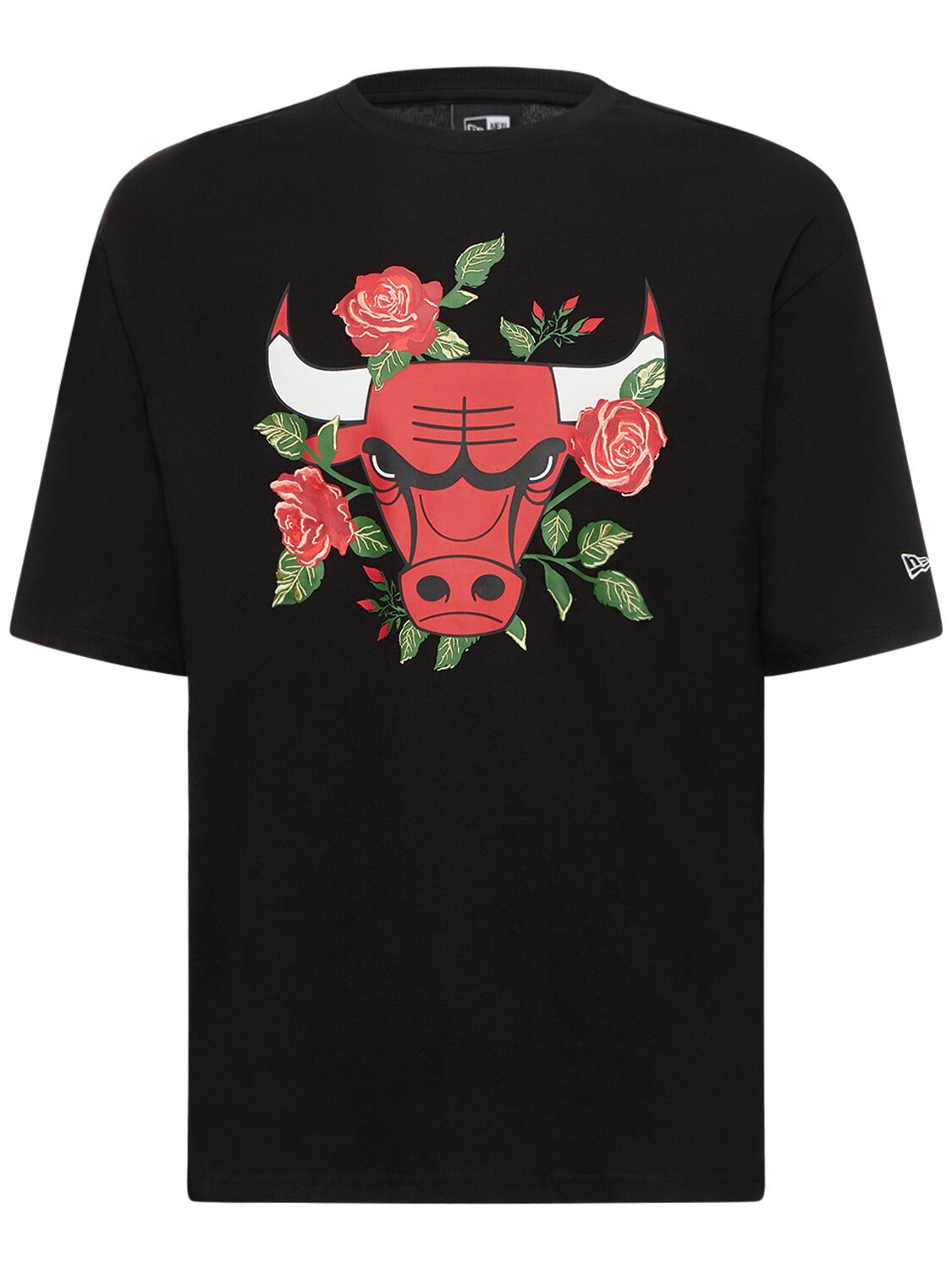 New Era Chicago Bulls Nba花卉图案t恤 In Black,red