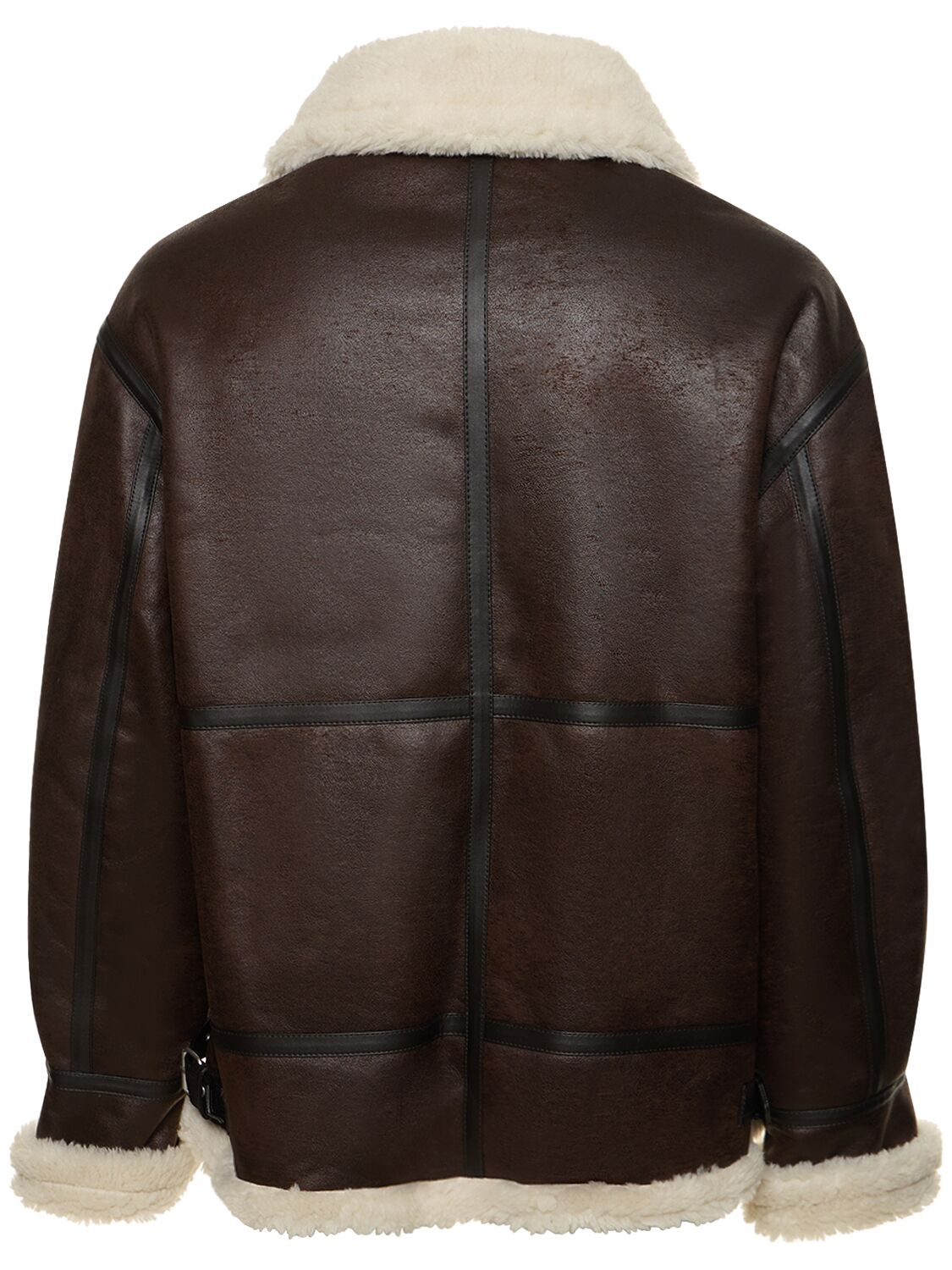 Shop Dunst Unisex Loose Fit Shearling Jacket In Brown