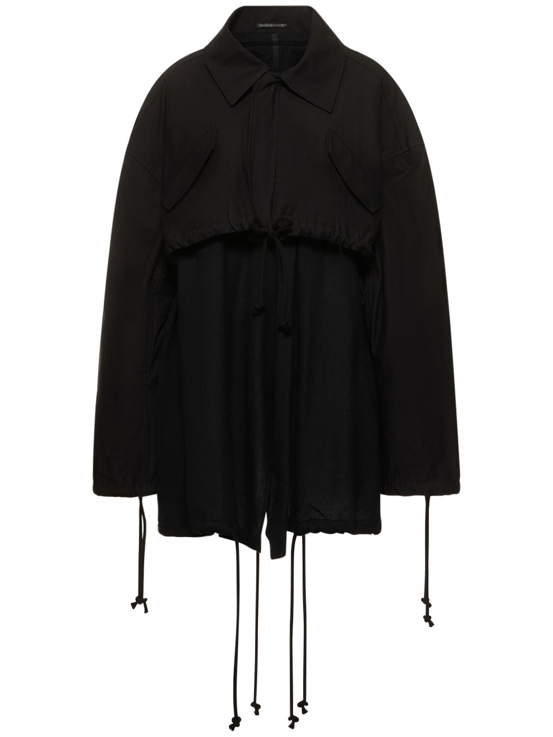 Yohji Yamamoto Layered Cotton Drill Short Jacket In Black