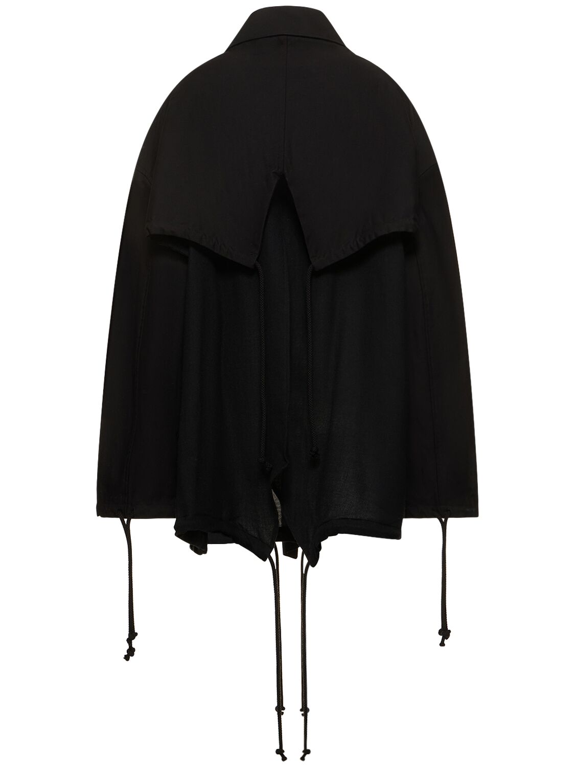 Shop Yohji Yamamoto Layered Cotton Drill Short Jacket In Black