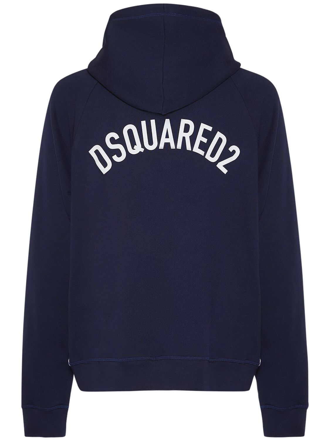 Shop Dsquared2 Logo Relaxed Cotton Hoodie In Carribean Sea