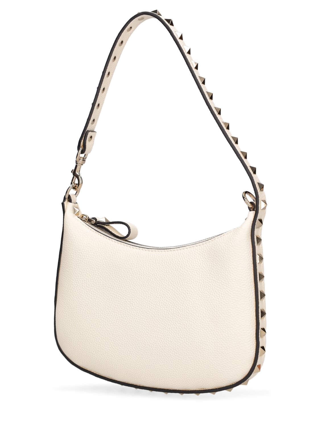 Shop Valentino Mini Hobo Rockstud Leather Bag In Ivory