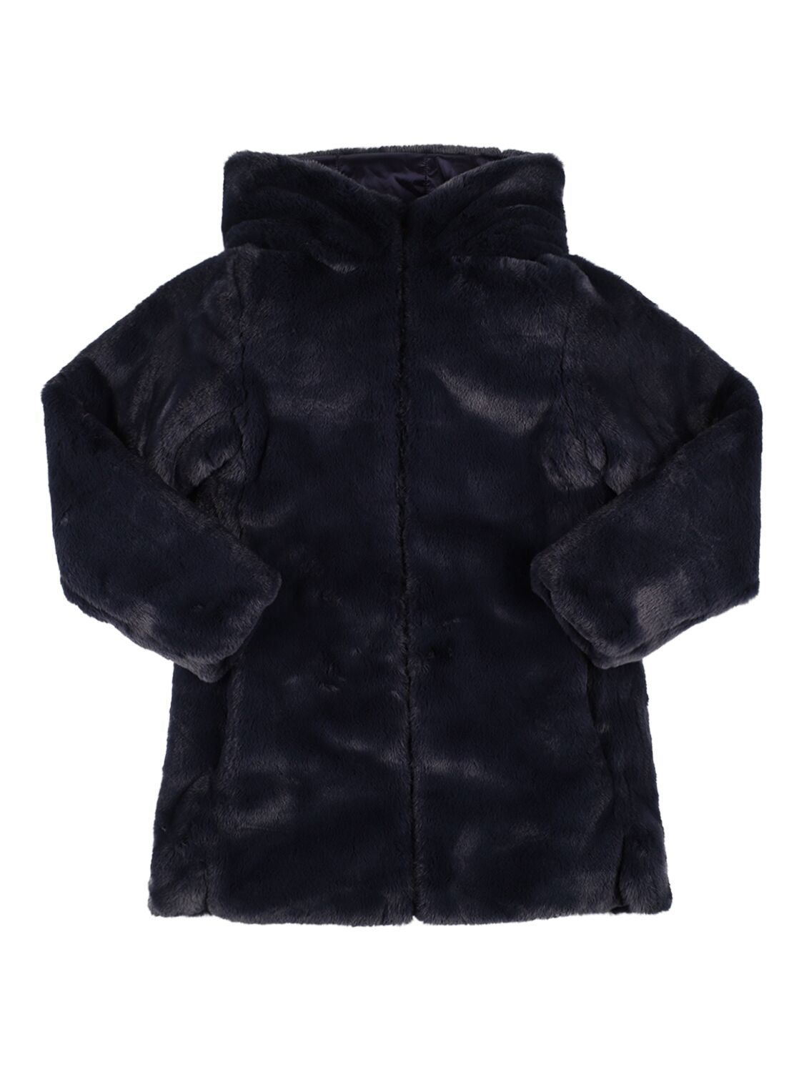 Save The Duck Kids' Reversible Faux Fur & Recycled Coat In Navy