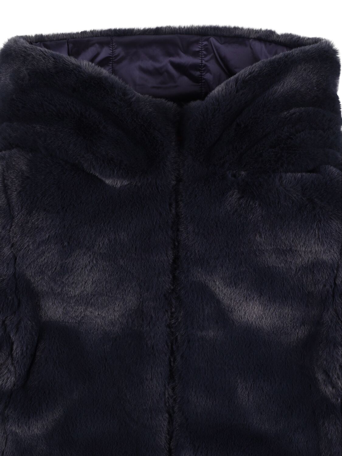 Shop Save The Duck Reversible Faux Fur & Recycled Coat In Navy