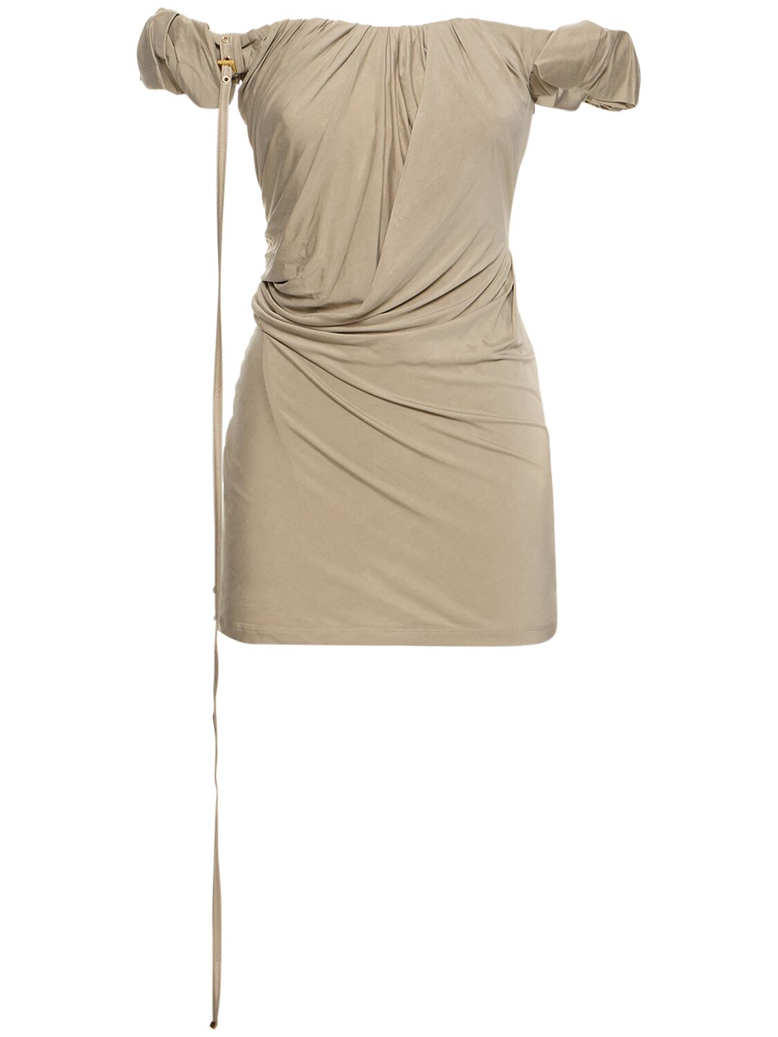 Shop Jacquemus La Robe Ciceri Jersey Mini Dress In Beige