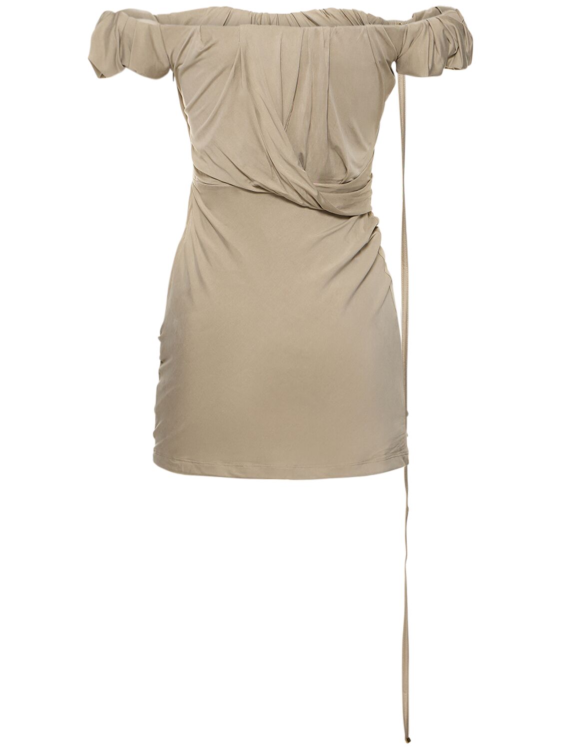 Shop Jacquemus La Robe Ciceri Jersey Mini Dress In Beige